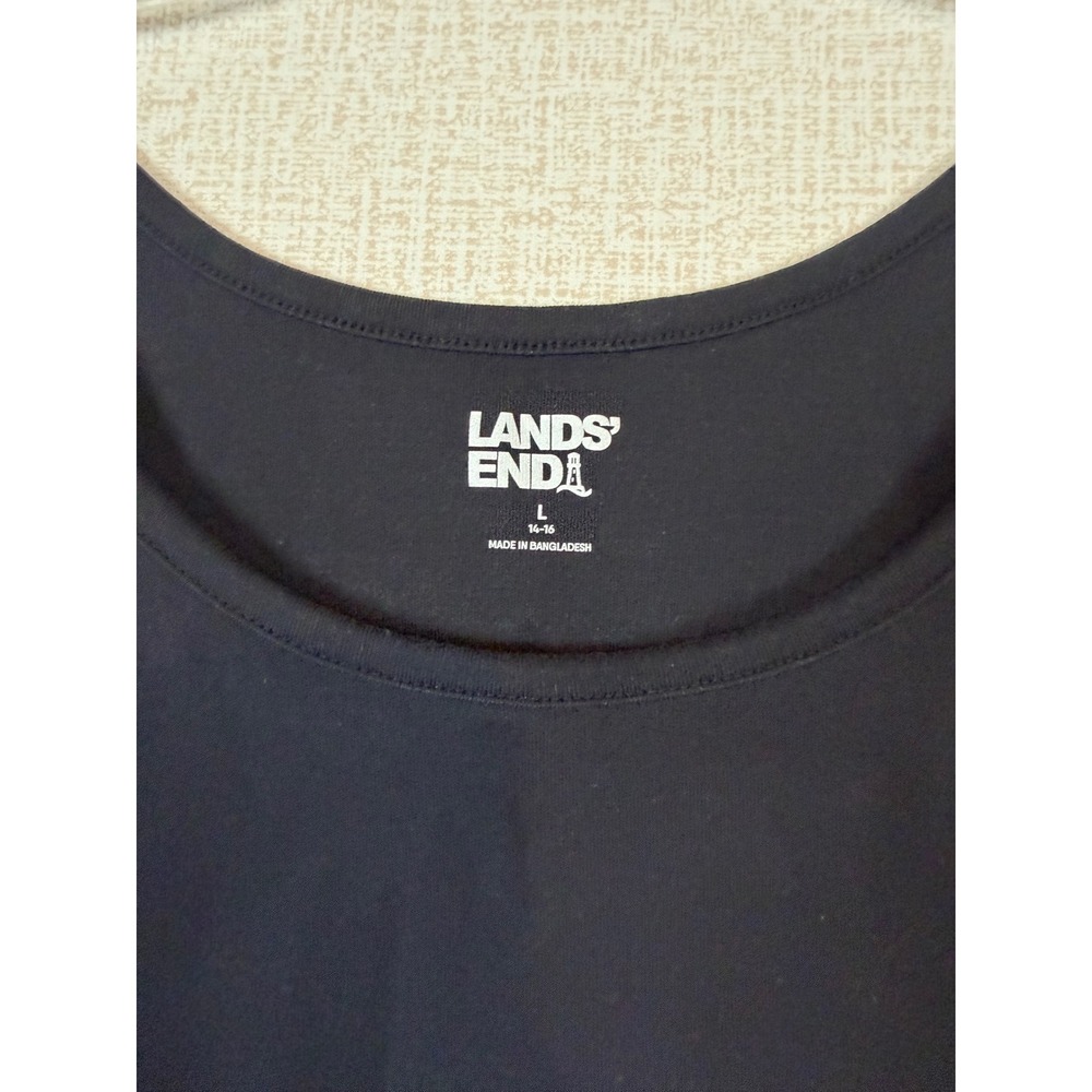 Lands End Womens Black Cotton Scoop Neck Tank Top Sleeveless Shirt Large 14-16 - Picture 2 of 7